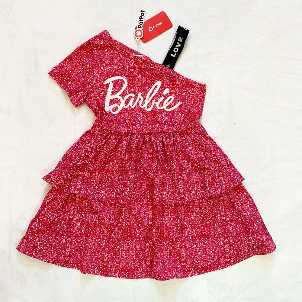 Barbie Girl One shouder desgin multi-layer Dress Rose pink, Size 6-7Y - Picture 7 of 13